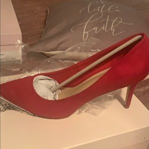 Red suede style heel